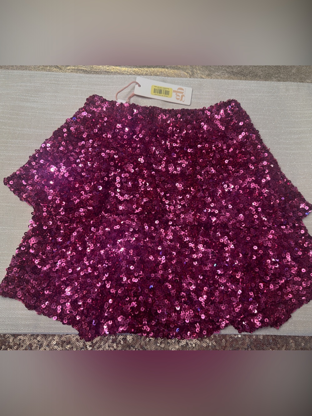 GB girls Pink Sequin Tiered Skirt